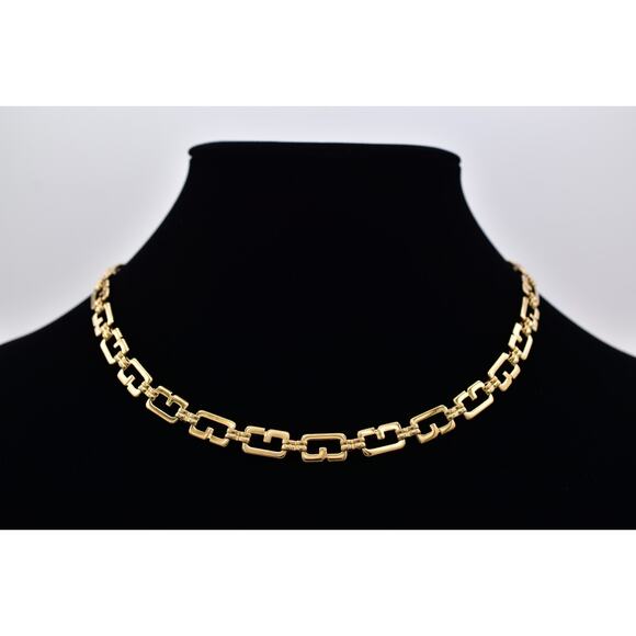Givenchy Vintage 18" G Logo Necklace Chain Shiny Gold Tone Signed 1980s Bin2C - Picture 1 of 12